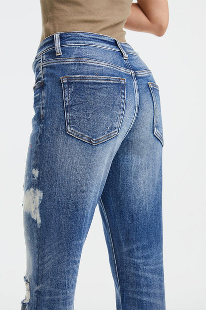 BAYEAS Full Size High Waist Distressed Paint Splatter Pattern Jeans - Fashionista Fusion 