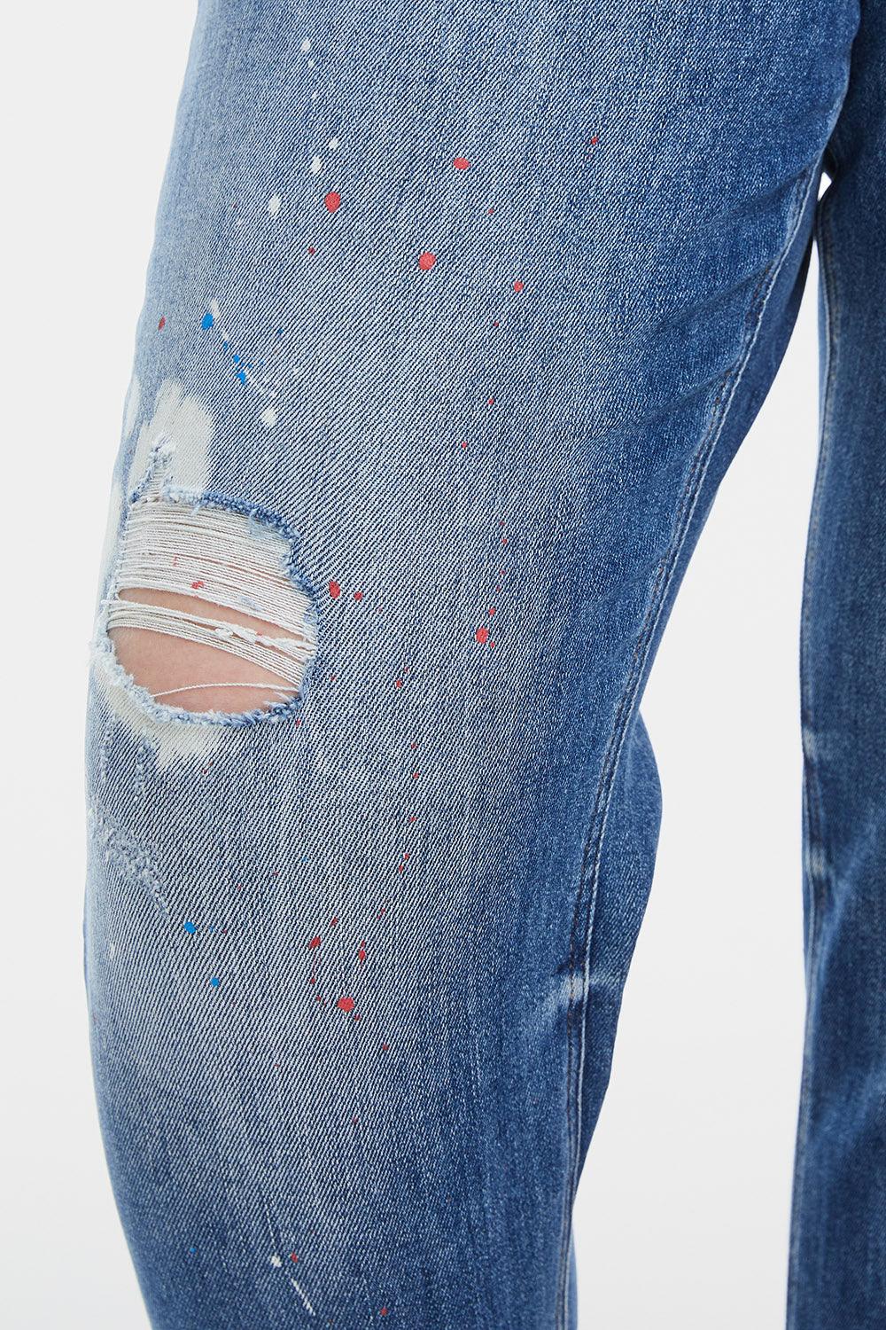 BAYEAS Full Size High Waist Distressed Paint Splatter Pattern Jeans - Fashionista Fusion 